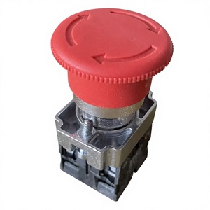 Botón Pulsador Electrónico de Metal con Cabeza Plana Roja de 22 mm de Diámetro, Botón de Parada de Emergencia para Control Industrial - Product Image 1