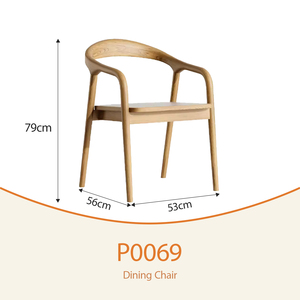 Silla de Comedor de Madera con Respaldo Curvo, Estilo Nórdico Moderno y Minimalista, Silla de Madera Maciza para Comedor, Estudio o Ocio, Modelo P0069 - Product Image 3