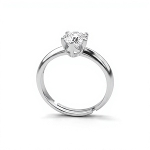 Bague de fiançailles solitaire en or plaqué 18K 14K avec diamant taille brillant rond, sertie de 6 griffes, bijou raffiné, cadeau pour femme - Product Image 2