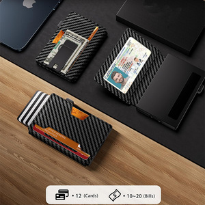 <b>Men's</b> Bi-Fold <b>Wallet</b> <b>Black</b> Carbon Fiber Design Magnetic Closure Slim Money Clip Everyday Use - Product Image 3