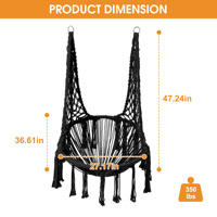 Macramé Balançoire Siège Maille À La Main Tricoté Coton Corde Intérieur Extérieur Avocat Hamac Chaise