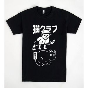 T-shirt Funny Cat Club in cotone nero, girocollo, manica corta, unisex, per adulti, abbigliamento promozionale - Product Image 1