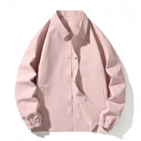Veste en polyester pour homme, simple boutonnage, coupe longue, style pilote décontracté, logo personnalisé, coupe ample, imperméable et coupe-vent