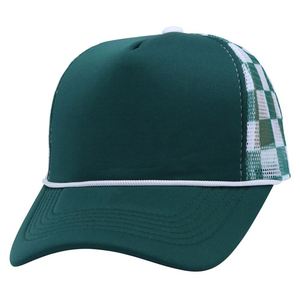 Precio de fábrica: Gorra trucker unisex de malla a cuadros con estampado deportivo 100% poliéster, transpirable, impermeable, de 5 paneles con hebilla, estilo formal y urbano. - Product Image 4