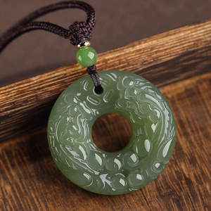 Colgante de Jade Heitan de Doble Cara con Amuleto de <span class=keywords><strong>Paz</strong></span> Puxi para Hombre <span class=keywords><strong>y</strong></span> Mujer, Estilo Retro, Pendientes de Piedra de Jade Azul Puxi - Product Image 2