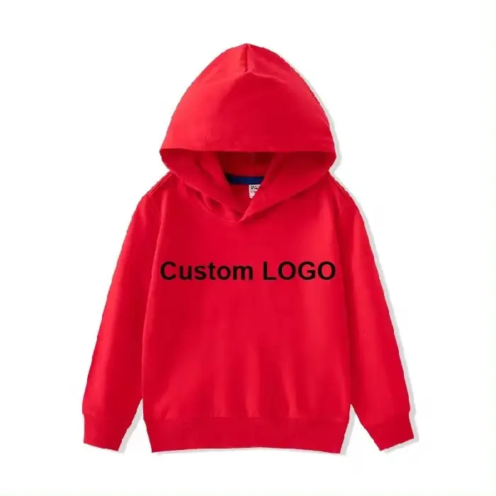 Kişiselleştirilmiş okul ve takım giymek için Ideal çocuklar için 2024 özel Logo hazır kırmızı Hoodie