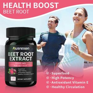 Cápsulas de Polvo de Remolacha Orgánica Vegana Ausreson OEM 8000mg, Suplementos Herbales para la Salud del Corazón, Cápsulas de Remolacha - Product Image 2