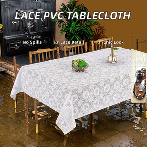 <span class=keywords><strong>Tovaglia</strong></span> Moderna BOEN in PVC con Stampa Floreale in Pizzo, Personalizzabile, Impermeabile e Antiolio per Casa, Feste e Ristoranti - Product Image 2