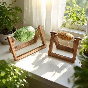 Multiple Size Handmade Wooden Yarn Holder Stand Rotating Spool Winder with <b>Crochet</b> Accessories for Sewing & Crocheting - Product Image 1