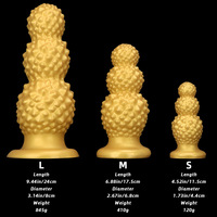 Plug anal extra large en silicone doré avec ventouse, perles de traction filetées, perles de traction Octopus, gros godemiché HMGJ2209