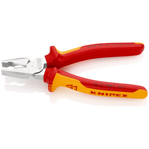 KNIPEX 02 06 180 SB Combination <b>Pliers</b> heavy-duty insulated with handles with multi-component grips, VDE-tested chrome plated - Product Image 2