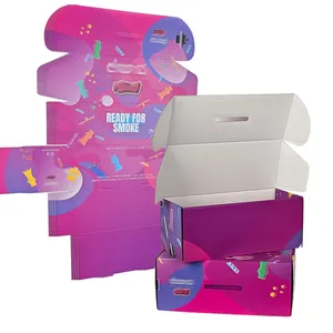 Bán buôn mẫu miễn phí sóng lớn màu hồng in ấn Bưu Chính mail Hộp quà tặng trang sức bưu phẩm vận chuyển gấp hộp với biểu tượng tùy chỉnh