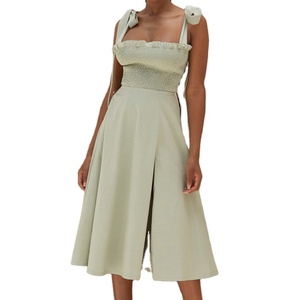 Prendisole Midi in camicia verde salvia elegante elegante abito estivo con spacco laterale Sexy - Product Image 6