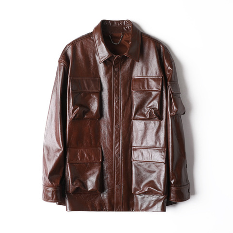 4103 Plus Size Winter Warm Unisex Casual Loose Plain Real Cow Skin Leather Jacket for Woman