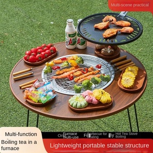 Table pliante portable pour l'extérieur et la maison Grand poêle à <span class=keywords><strong>barbecue</strong></span> en acier sans fumée <span class=keywords><strong>Fumoir</strong></span> Thé pour cour Fumeur Grill Type - Product Image 3