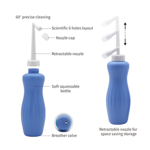Bouteille de toilette portable en plastique de 500 ml à buse unique, type Shattaf, pour usage hôtelier, pulvérisateur d'eau pour le nettoyage, idéale pour les femmes enceintes, bidet de voyage. - Product Image 3