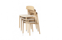 Chaise empilable moderne ATWOKA avec structure en métal et dossier en bois, chaise d'attente pour visiteurs, idéale pour la maison, le bureau, le salon et l'appartement