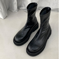 Bottes Western Rétro pour Femme, Fabrication Personnalisée, Semelle Épaisse Élastique, Mode, Bottes Courtes Vintage à Bout Rond, Bottes Chelsea Western pour Femme