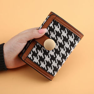 Nueva Cartera de Mujer con Estampado de Pata de Gallo, Monedero Corto de Tres Pliegues, Cartera Larga con Múltiples Ranuras para Tarjetas, Mini Bolso Pequeño para Mujer - Product Image 4