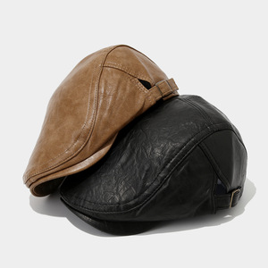 Chapeau en cuir PU pour l'automne et l'hiver, casquette de <span class=keywords><strong>peintre</strong></span> rétro pour homme, béret polyvalent pour femme - Product Image 3