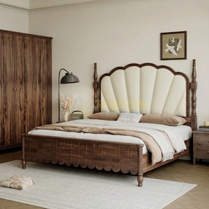 Premium Wooden <b>Bed</b> with Upholstered Headboard King Size Modern Bedroom Furniture Elegant Durable Luxury Home Decor Frame - Product Image 4