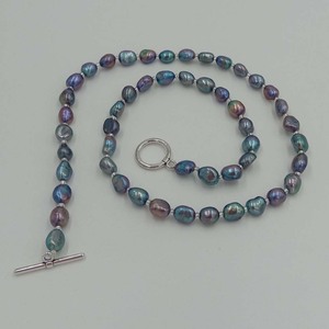 TOP di MODO D'ACQUA DOLCE <span class=keywords><strong>COLLANA</strong></span> di <span class=keywords><strong>PERLE</strong></span> PER LE DONNE, 7-8 MM LUNGO BAROCCO, ARGENTO perla CHIUSURA, 40-56 centimetri - Product Image 5