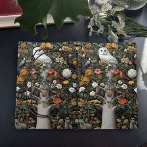 Cuaderno de oficina A6 hecho a mano, recuerdo elegante de 160 páginas para cumbres globales con búho, pájaros, gato, flores, impresiones de árboles en la ensenada - Product Image 4