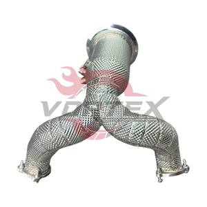 Downpipe catalyzed Vortex 1,5 mm en acier inoxydable 304 poli miroir pour Porsche Cayenne 3.0T V6 2020-2023 avec bouclier thermique, sans voyant d'avertissement moteur - Product Image 5