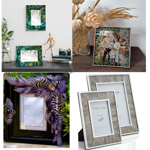 Vente en gros Cadre <span class=keywords><strong>photo</strong></span> de luxe en velours fait à la main avec plumes en métal pour fête Décoration murale de mariage Cadeau d'anniversaire Artisanat - Product Image 3