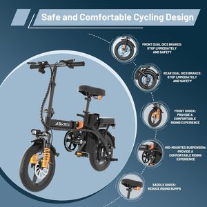 AskmY Brushless Folding <b>Electric</b> Bike 14 Inch 700W Rear <b>Hub</b> Motor 48V 10AH Lithium Battery 7-Speed Adult Commuting Bike - Product Image 6