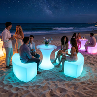 Ensemble de table et canapé incurvé LED lumineux, rechargeable, à intensité variable, étanche, mobilier lumineux, garantie 2 ans pour l'extérieur, la plage, les fêtes, les bars