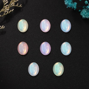 คริสตัลแก้วรูปวงรีหลังแบน สีรุ้ง สำหรับตกแต่งเล็บ งาน DIY อุปกรณ์ตกแต่งเครื่องประดับ ขนาด 10 มม. วิบวับ - Product Image 1