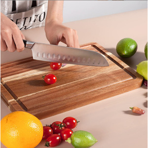 Planche à découper en bois d'acacia rectangulaire, bloc de découpe en bois massif pour la cuisine, usage domestique - Product Image 2