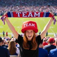 Casquette surdimensionnée personnalisée avec logo d'équipe, insert en mousse rouge, tissu standard, unisexe, pour les fans de sport, événements sportifs