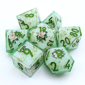 Thực vật vẻ đẹp DND xúc xắc bộ, tinh tế màu xanh lá cây và màu hồng Rose polyhedral nhựa xúc xắc cho lãng mạn RPG Board Games-L7 - Product Image 4