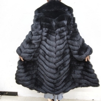 Manteau long en fourrure de renard pour femme, nouvelle collection hiver, design élégant, luxe haut de gamme, grande taille, longueur 110 cm, manches longues, fourrure de renard véritable.