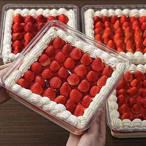Cajas cuadradas transparentes para pasteles de Mousse de PET, plástico <span class=keywords><strong>transparente</strong></span> de 5mm de espesor para pastelería, caja pequeña para hornear postres y galletas, industria alimentaria - Product Image 3