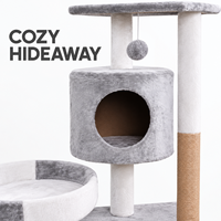 Arbre à chat compact avec poteau à gratter en sisal, condo en peluche et lit rond pour chats d'intérieur OEM ODM Vente en gros