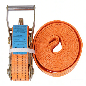 Sangles d'arrimage à <span class=keywords><strong>cliquet</strong></span> pour camion 50 mm 3000 kg 5000 kg 6 m 8 m 9 m 10 m avec double crochet en J en polyester pour le contrôle du fret - Product Image 1