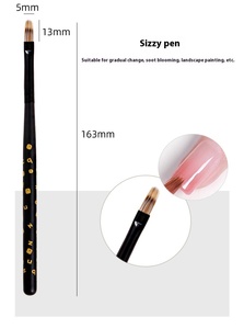 Ensemble de pinceaux à ongles avec manche en bois, noir ombré, pour détails de précision, à poils synthétiques ronds et plats, avec couvercle, pour kit de manucure professionnel - Product Image 6