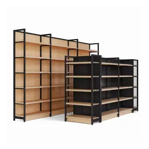 Customized Gondola Shelving Wooden Display Shop Shelves Supermarket Shelves