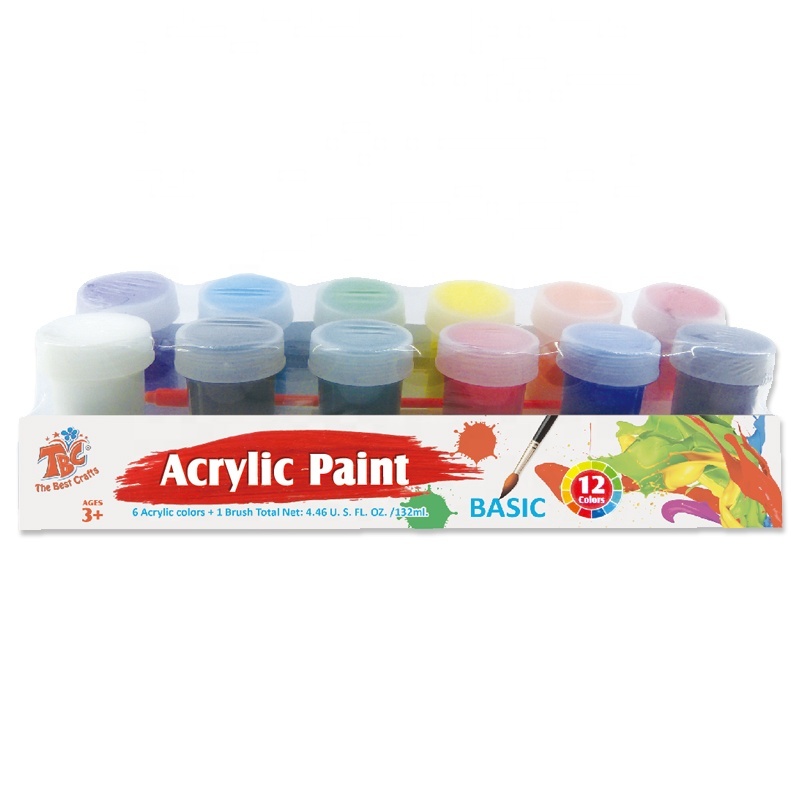Lot de 90 mini kits de peinture acrylique – Kit de fournitures de peinture artistique en vrac avec 36 plateaux de palette, 36 pinceaux et 18 bandes de peinture pour salles de