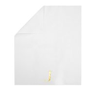 Serviettes de table blanches pour mariage et cocktail, style sac, avec monogramme 'J' en feuille d'or, 3 plis, 50 unités, 4x8 pouces, fabrication directe usine OEM/ODM