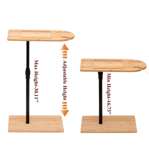 OVS Bambu <span class=keywords><strong>C</strong></span> Şekilli Kanepe Sehpası Yüksekliği Ayarlanabilir Tablet Yuvalı Şarap Tutucu ile Yatak Odası Oturma Odası için Kanepe Yan Sehpası - Product Image 3