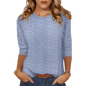 Chemisier décontracté à carreaux pour femme, manches 3/4, col rond, en popeline respirante, idéal pour le bureau ou comme t-shirt basique - Product Image 4