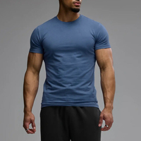 T-shirt vintage tricoté noir uni pour hommes, personnalisable avec logo, séchage rapide, coupe ajustée, col rond, manches courtes, vente en gros