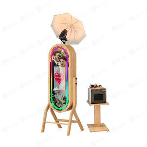 Nouvel arrivage Photomaton miroir en bois véritable Photomaton en bois vintage avec machine photomaton à écran tactile 21.5 "et étui de vol - Product Image 1