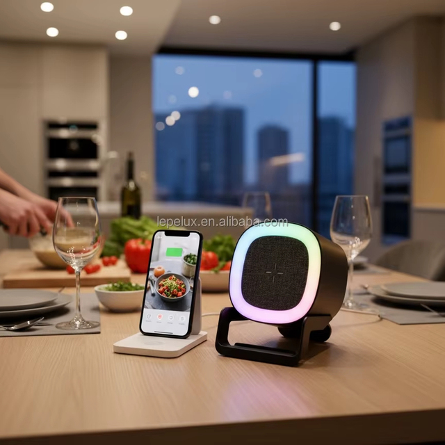 4 in 1 for Bluetooth Speaker Wireless Charger LED RGB Mood Light Phone Stand Custom Logo Desk Lamp Night Light LDN2001-0