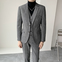Nouveau costume d'affaires en laine pour hommes avec costume quotidien en cachemire doux et respirant costume trois pièces