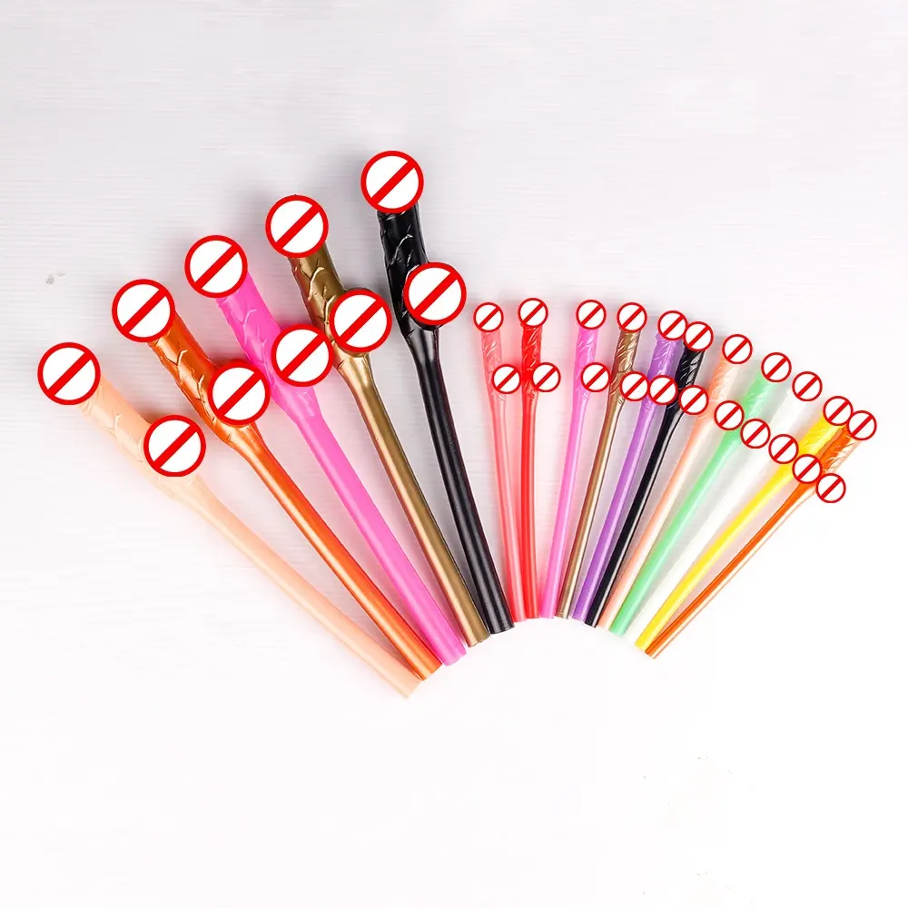 wholesale colorful Bachelor Party rose gold drinking penis straw various color 30cm penis shaped Girls Night Drink Straw